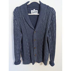 Schott Bros Stonewashed Blue Cable Knit Shawl Collar Cardigan Sz M Old Money